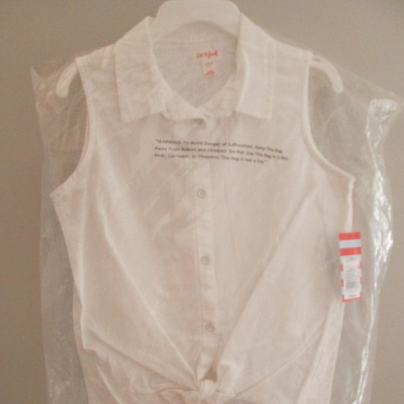 Cat & Jack White Cotton Hi Lo Sleeveless Shirt L - Picture 1 of 8